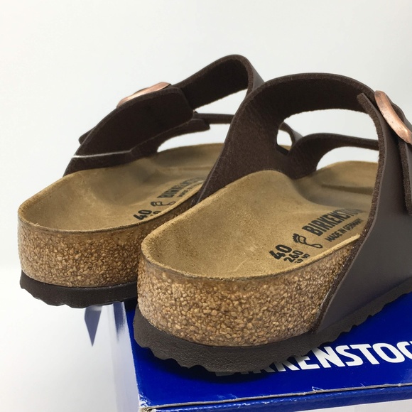 Birkenstock Arizona Brown Leather Slides Sandals - Picture 6 of 16